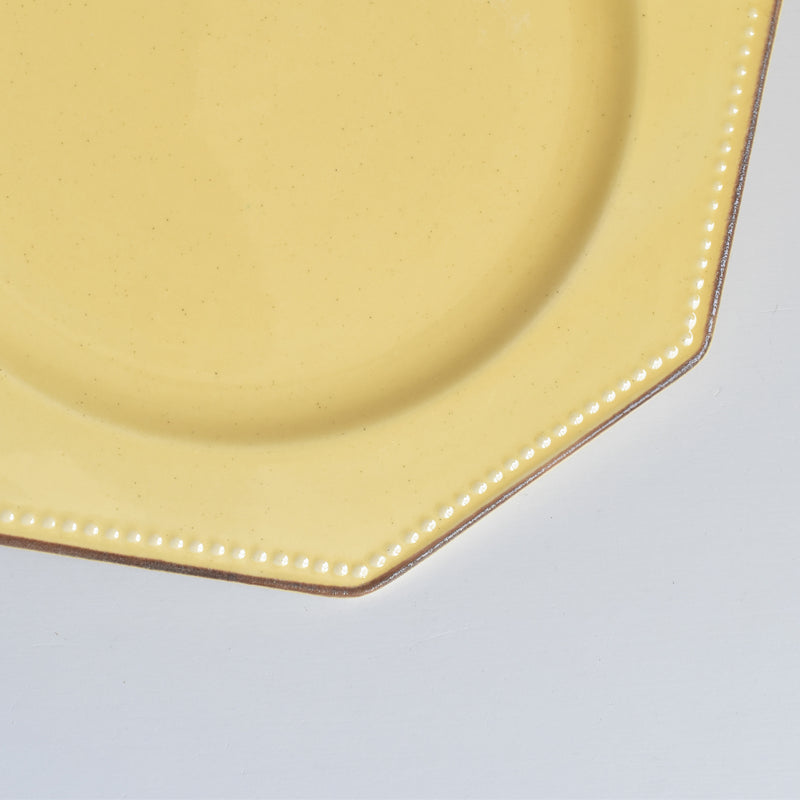 Vintage Dessert Plate, Le Poët-Laval, Octagonal, Yellow F