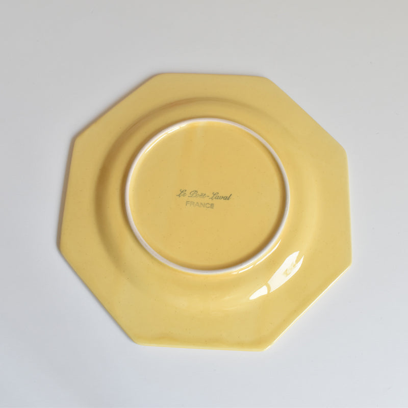 Vintage Dessert Plate, Le Poët-Laval, Octagonal, Yellow F