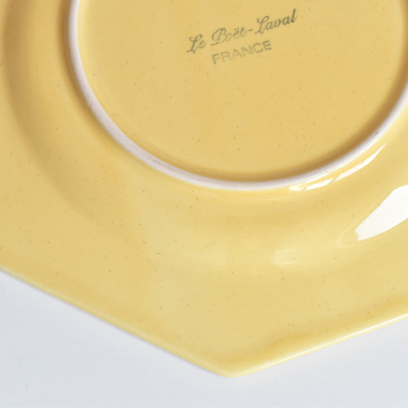 Vintage Dessert Plate, Le Poët-Laval, Octagonal, Yellow F
