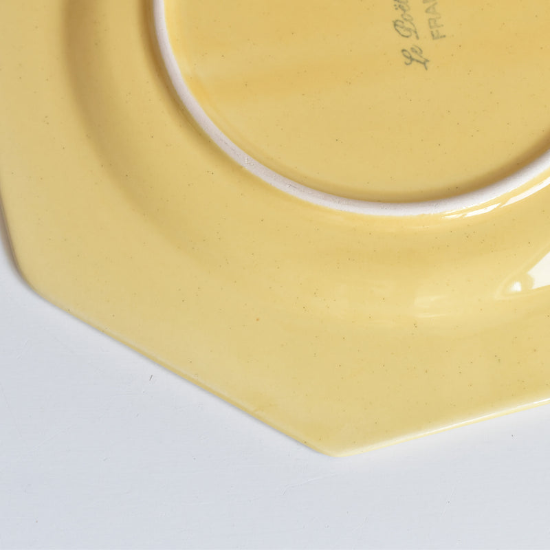 Vintage Dessert Plate, Le Poët-Laval, Octagonal, Yellow F