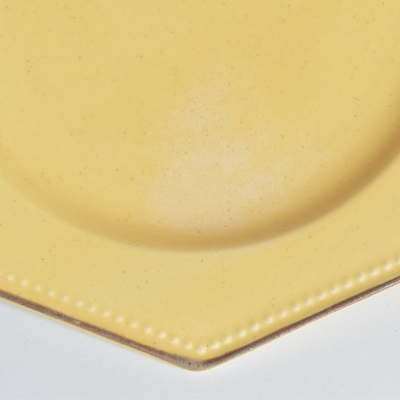 Vintage Dessert Plate, Le Peu La Val, Octagonal, Yellow, G