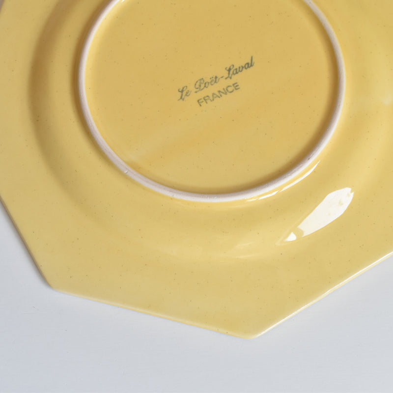 Vintage Dessert Plate, Le Peu La Val, Octagonal, Yellow, G