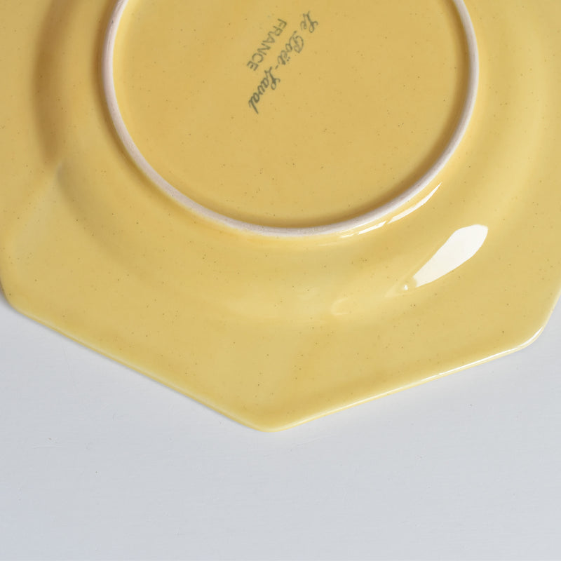 Vintage Dessert Plate, Le Peu La Val, Octagonal, Yellow, G