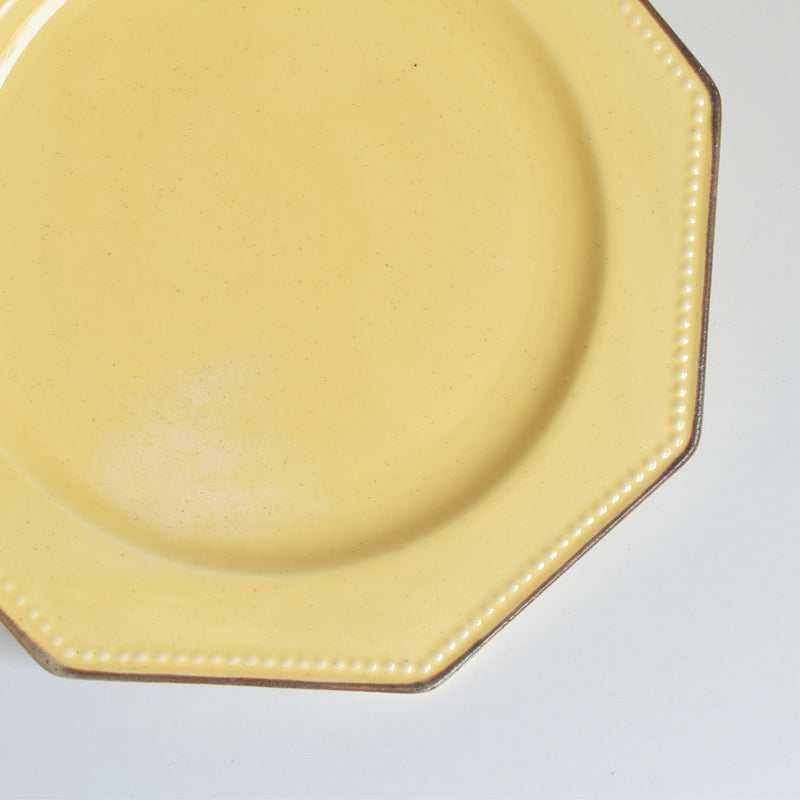 Vintage Dessert Plate, Le Peu La Val, Octagonal, Yellow, G