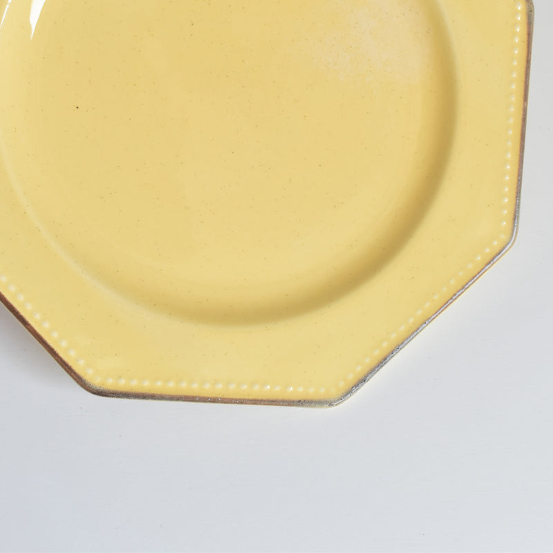 Vintage Dessert Plate, Le Peu La Val, Octagonal, Yellow, G