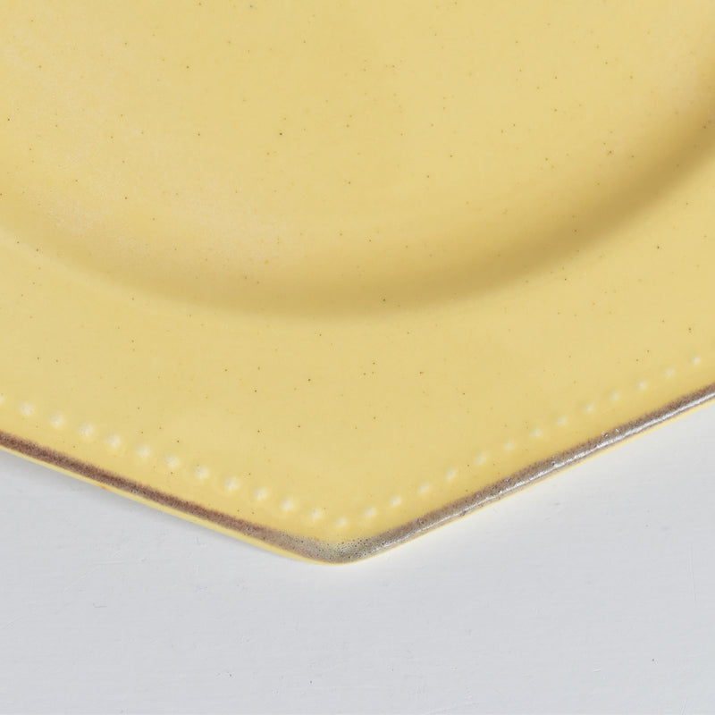 Vintage dessert plate, Le Poët-Laval, Octagonal, Yellow, H