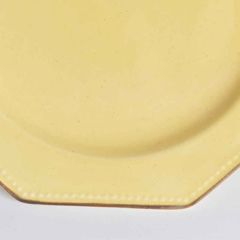 Vintage dessert plate, Le Poët-Laval, Octagonal, Yellow, H