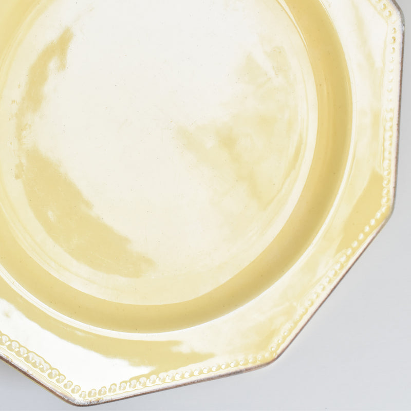 Vintage dessert plate, Le Poët-Laval, Octagonal, Yellow, H