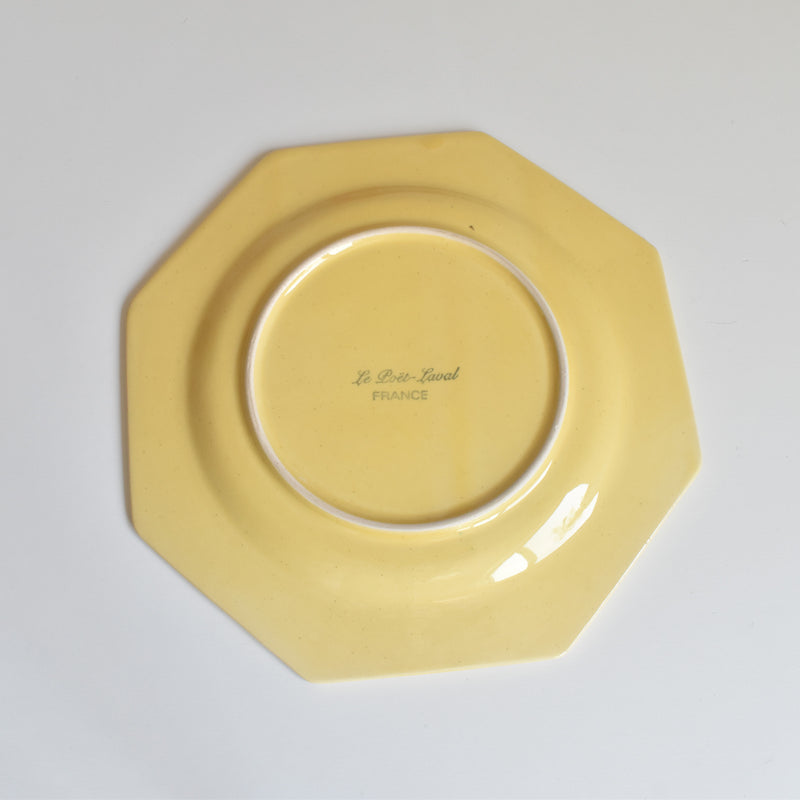 Vintage dessert plate, Le Poët-Laval, Octagonal, Yellow, H