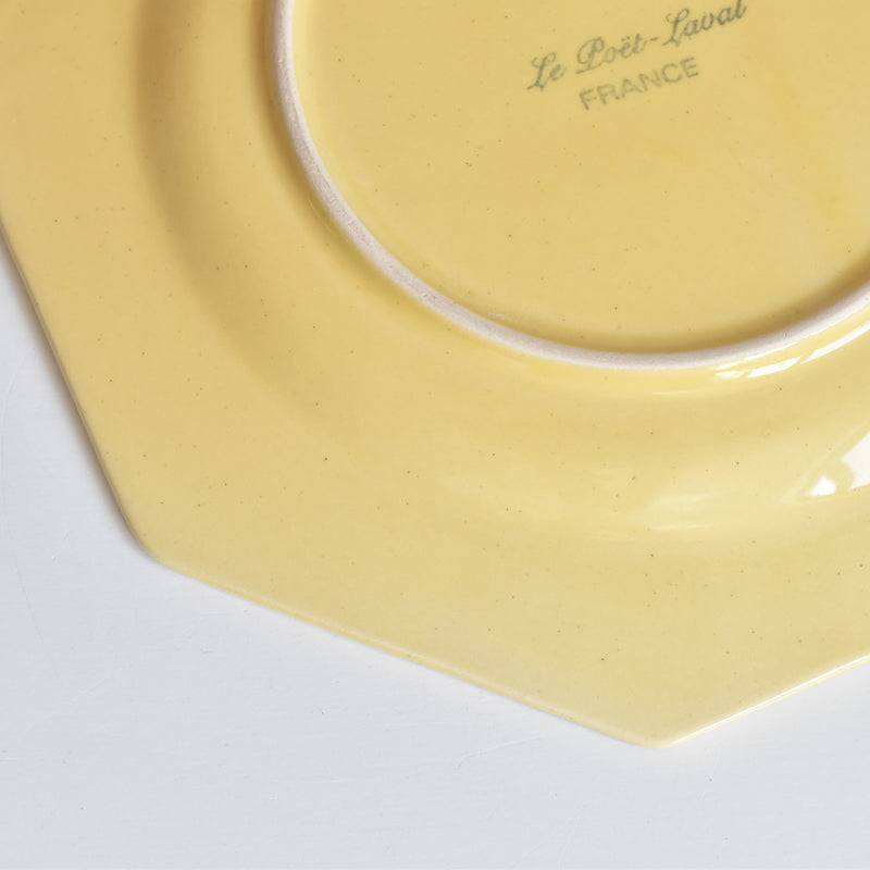 Vintage dessert plate, Le Poët-Laval, Octagonal, Yellow, H