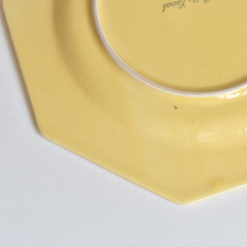 Vintage dessert plate, Le Poët-Laval, Octagonal, Yellow, H
