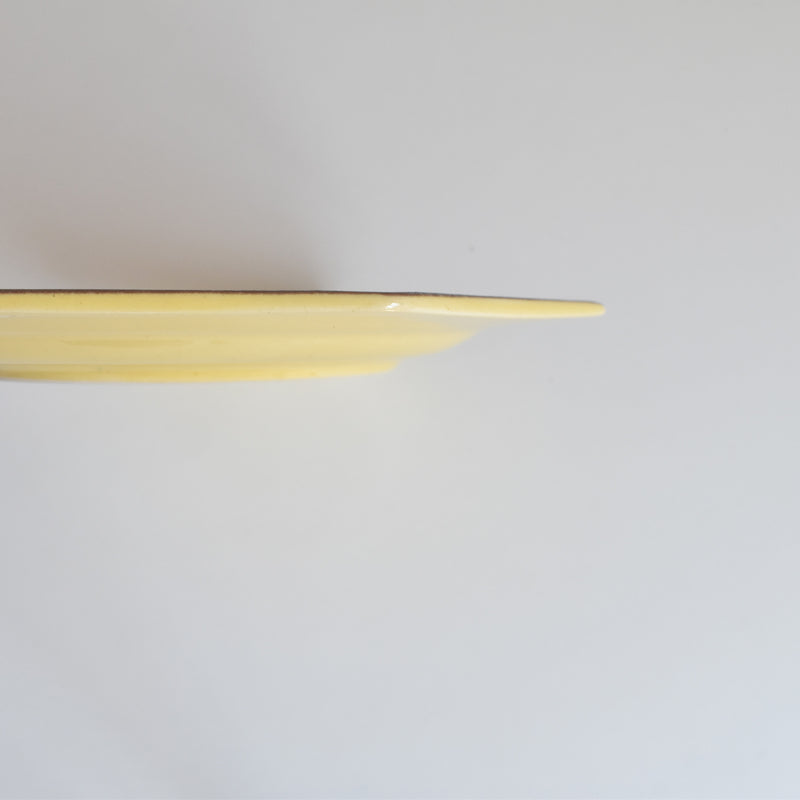 Vintage dessert plate, Le Poët-Laval, Octagonal, Yellow, H