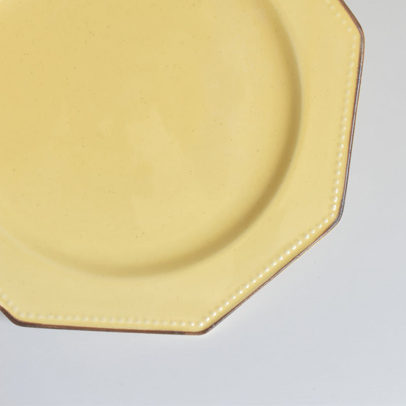 Vintage dessert plate, Le Poët-Laval, Octagonal, Yellow, H