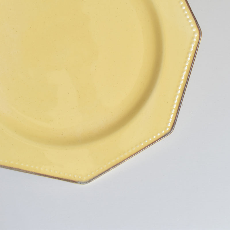 Vintage dessert plate, Le Poët-Laval, Octagonal, Yellow, H