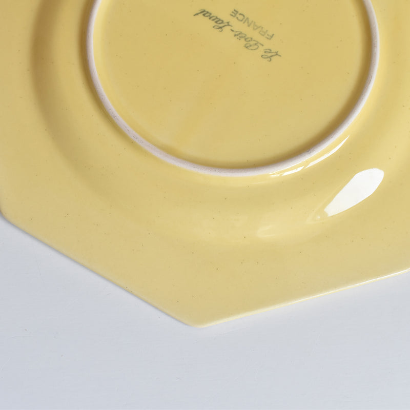 ヴィンテージデザートプレート ル・ポエ-ラヴァル オクトゴナル イェロー J