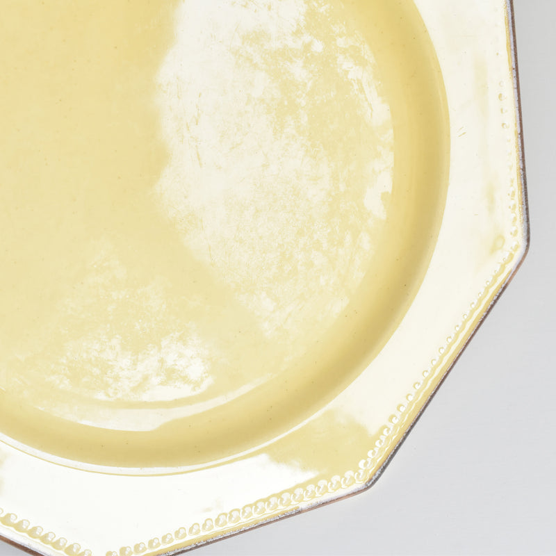 Vintage Dessert Plate, Le Peu-Laval, Octagonal, Yellow, Large