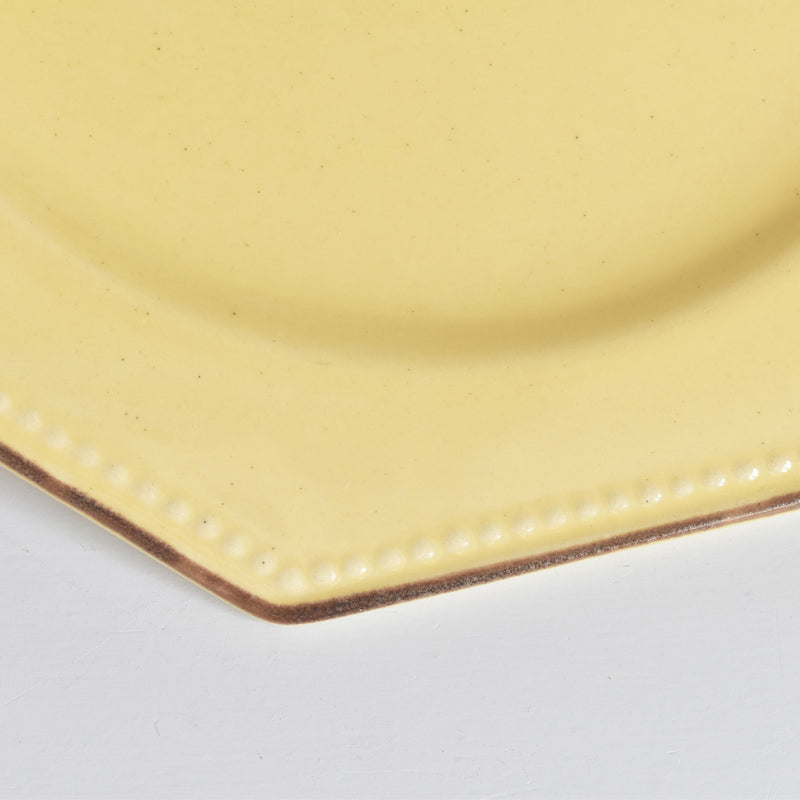 Vintage Dessert Plate, Le Peu-Laval, Octagonal, Yellow, Large