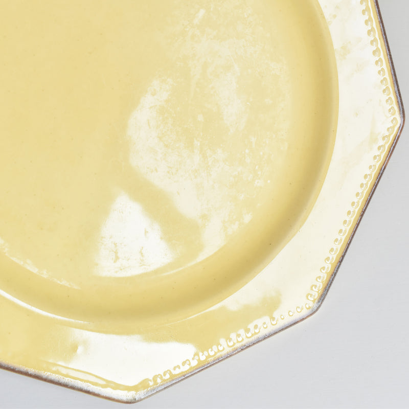 Vintage Dessert Plate, Le Peu-Laval, Octagonal, Yellow, Large