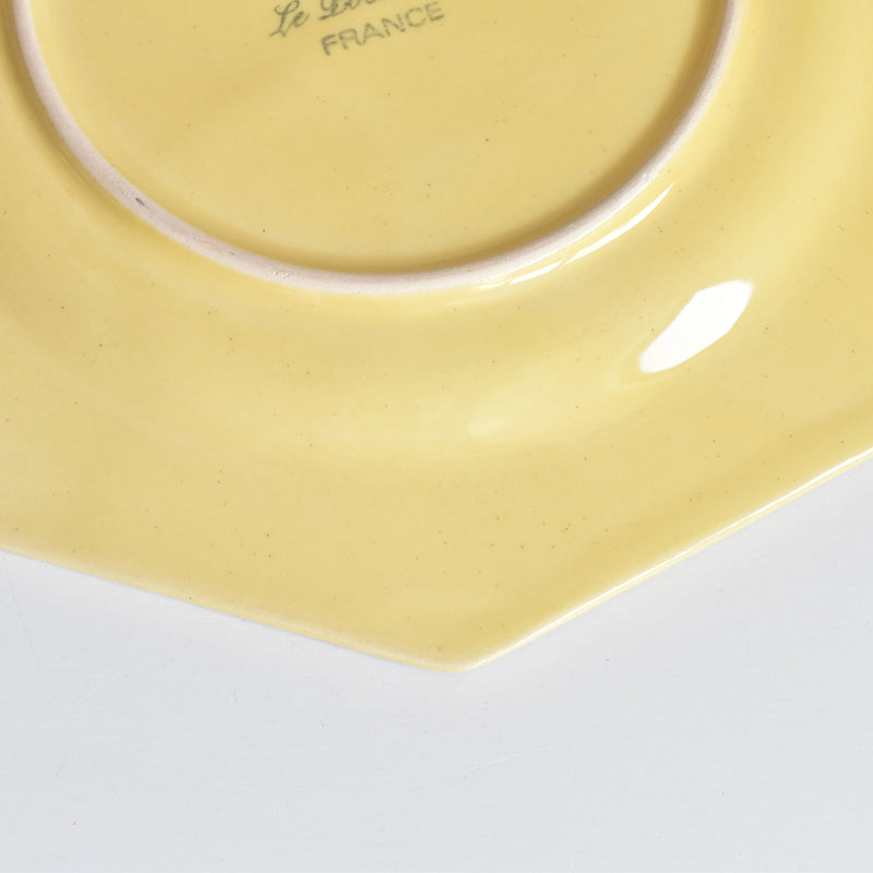 Vintage Dessert Plate, Le Peu-Laval, Octagonal, Yellow, Large