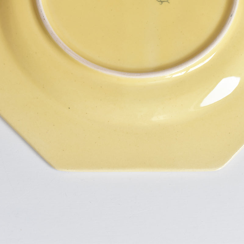 Vintage Dessert Plate, Le Peu-Laval, Octagonal, Yellow, Large
