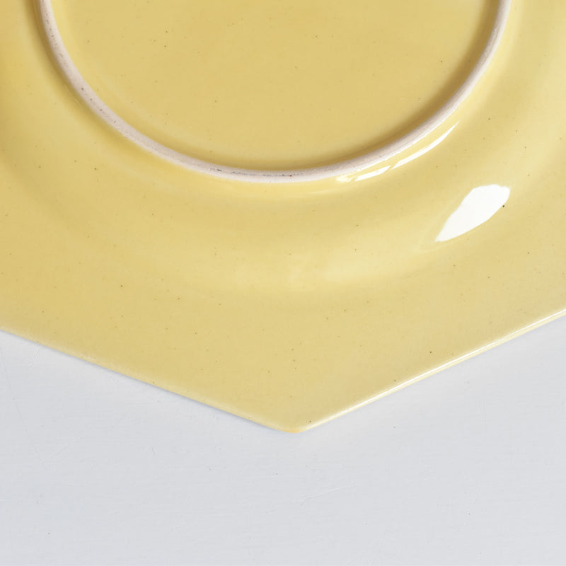 Vintage Dessert Plate, Le Peu-Laval, Octagonal, Yellow, Large