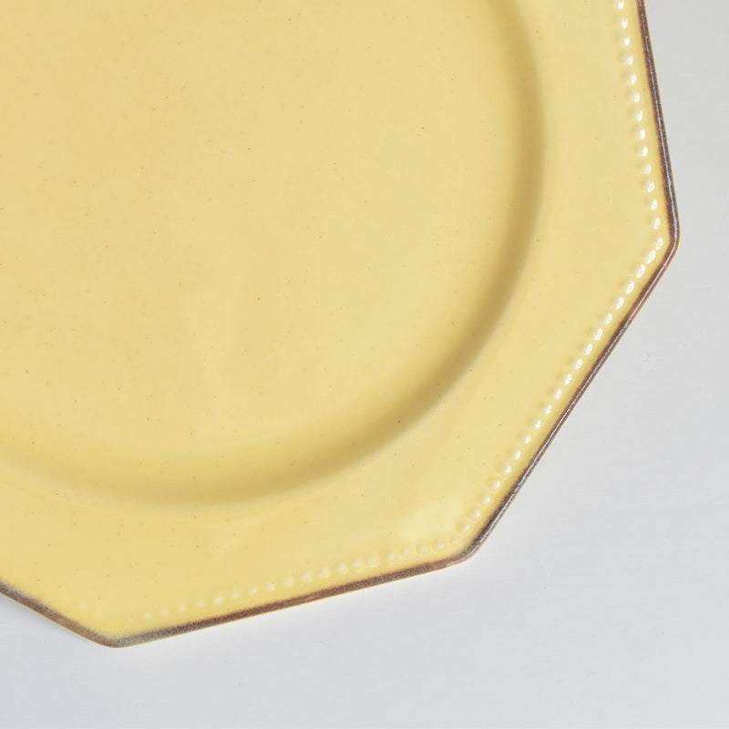 Vintage Dessert Plate, Le Peu-Laval, Octagonal, Yellow, Large