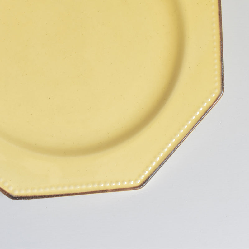 Vintage Dessert Plate, Le Peu-Laval, Octagonal, Yellow, Large