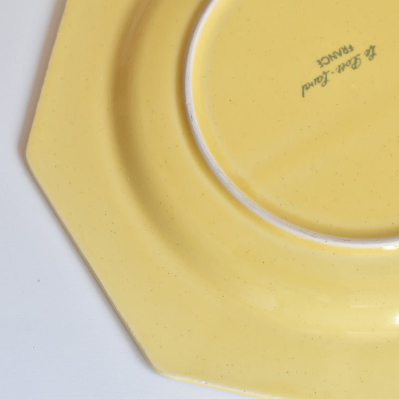 Vintage Plate Le Poiré-sur-Vie Octagonal Yellow C