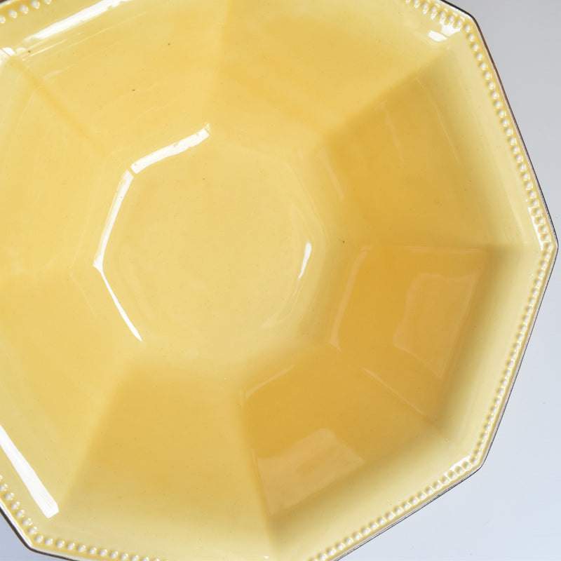 Vintage Bowl Le Poirier Laval Octagonal Yellow 30.5cm