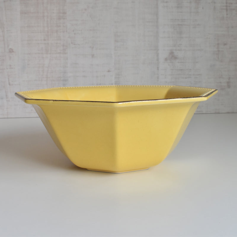 Vintage Bowl Le Poirier Laval Octagonal Yellow 30.5cm