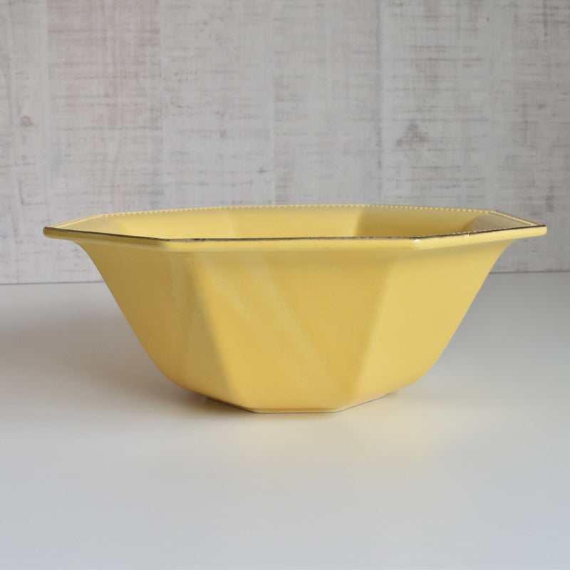 Vintage Bowl Le Poirier Laval Octagonal Yellow 30.5cm
