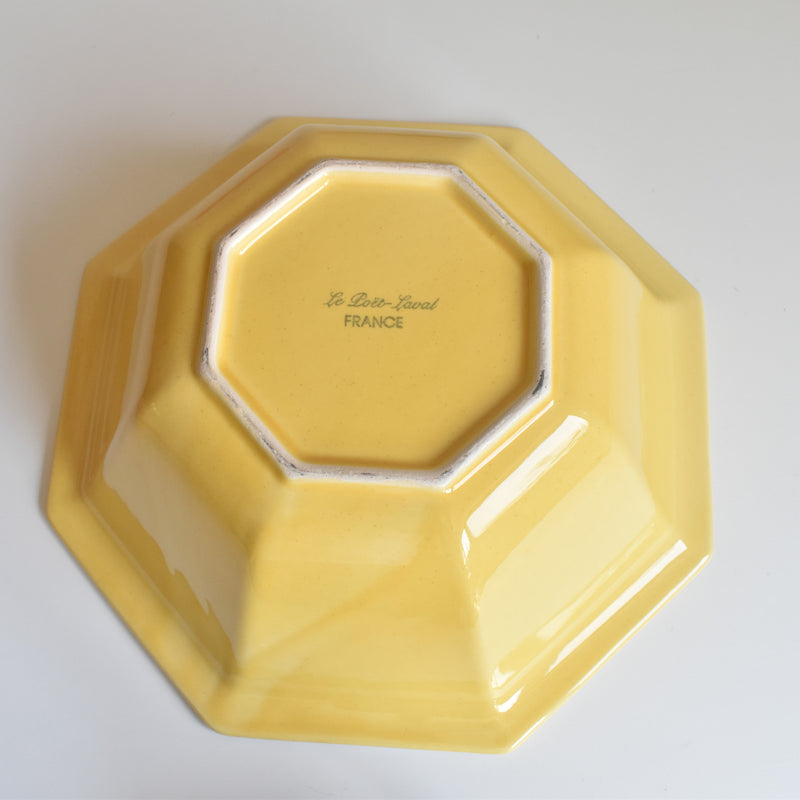 Vintage Bowl Le Poirier Laval Octagonal Yellow 30.5cm