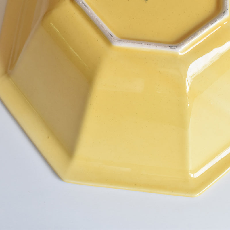 Vintage Bowl Le Poirier Laval Octagonal Yellow 30.5cm