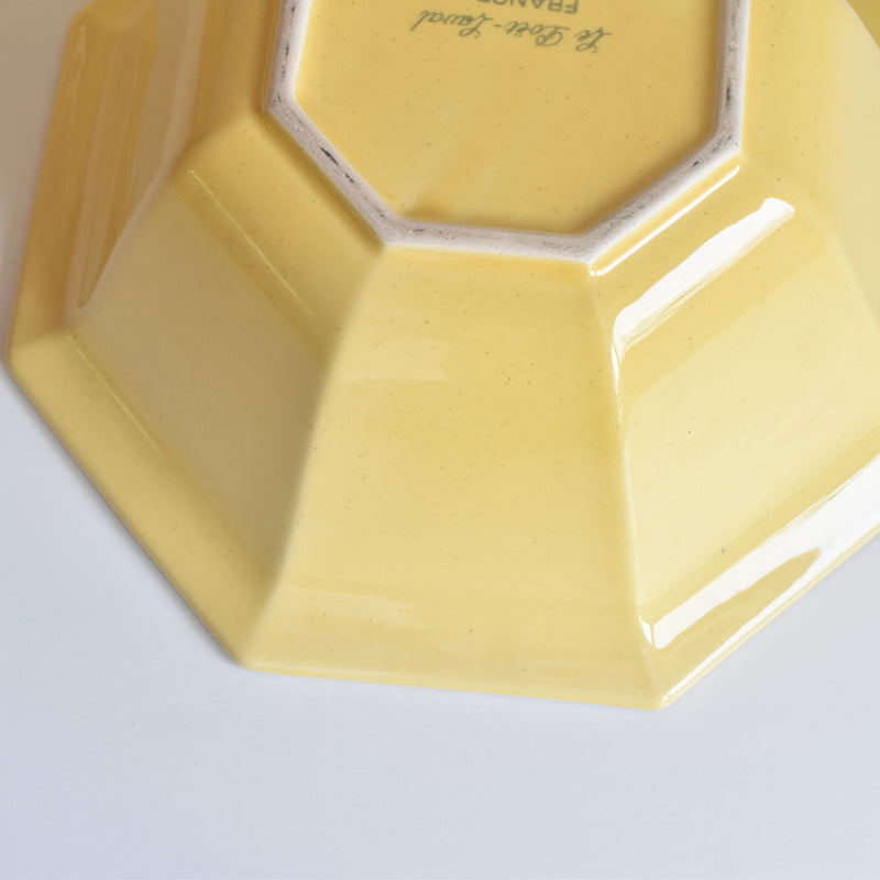 Vintage Bowl Le Pôet-Laval Octagonal Yellow 24cm