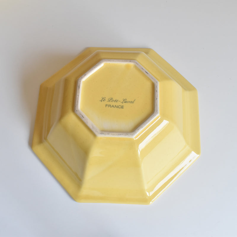 Vintage Bowl Le Pôet-Laval Octagonal Yellow 24cm