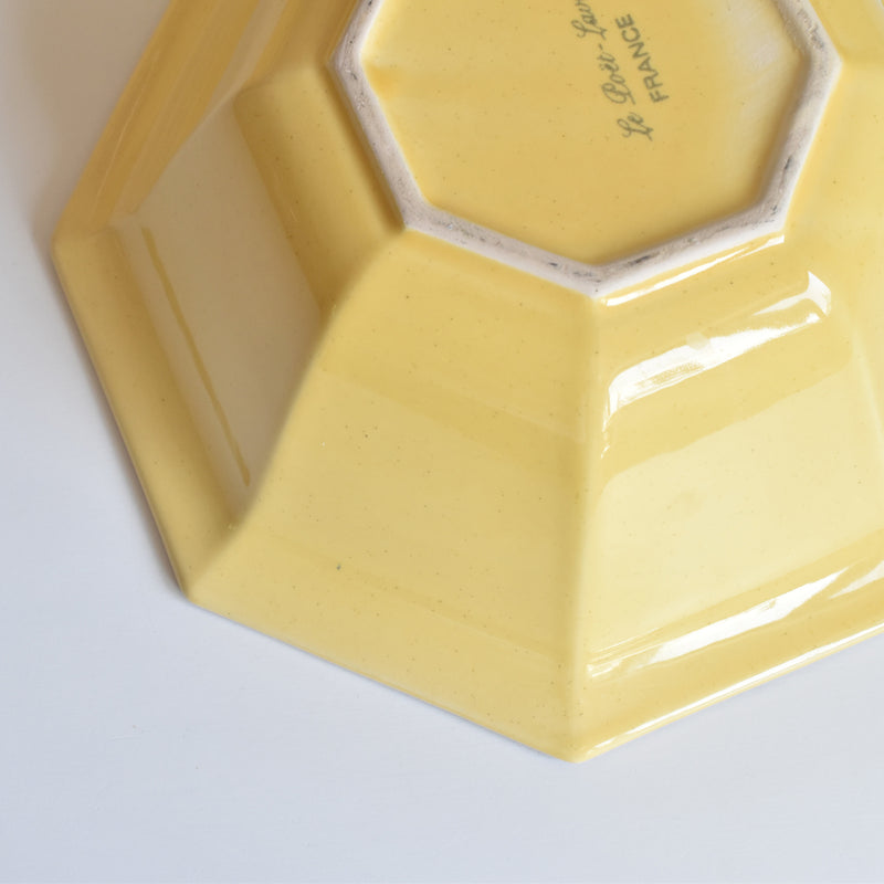 Vintage Bowl Le Pôet-Laval Octagonal Yellow 24cm