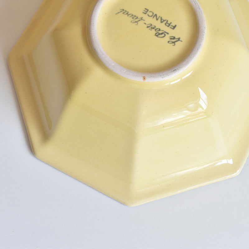 Vintage Bowl Le Poe-Laval Octagonal Yellow 17cm