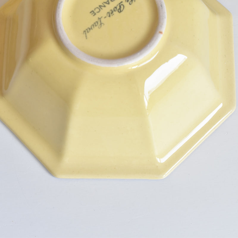 Vintage Bowl Le Poe-Laval Octagonal Yellow 17cm