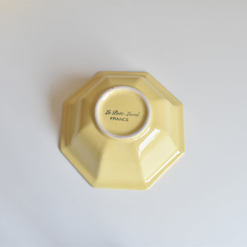 Vintage Bowl Le Poe-Laval Octagonal Yellow 17cm