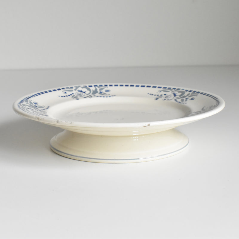 ヴィンテージ脚付きプレート ロンウイー ブルーパターン B
