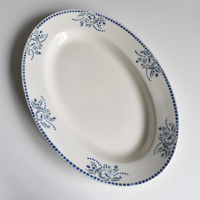 ヴィンテージオーヴァル大皿 ロンウイー ブルーパターン