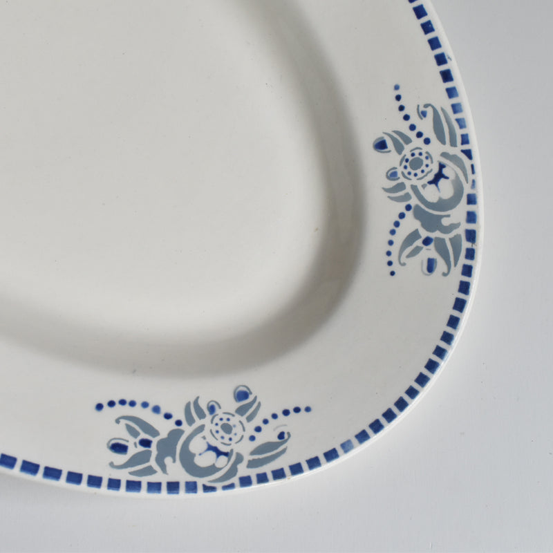 ヴィンテージオーヴァル大皿 ロンウイー ブルーパターン