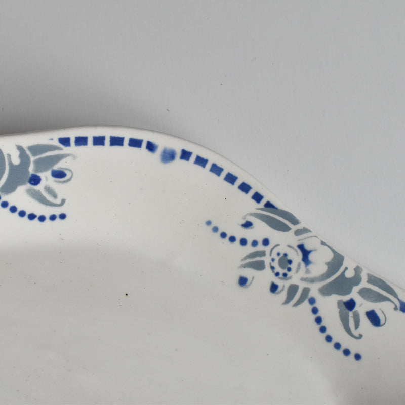 Vintage Raviere Longwy Blue Pattern A