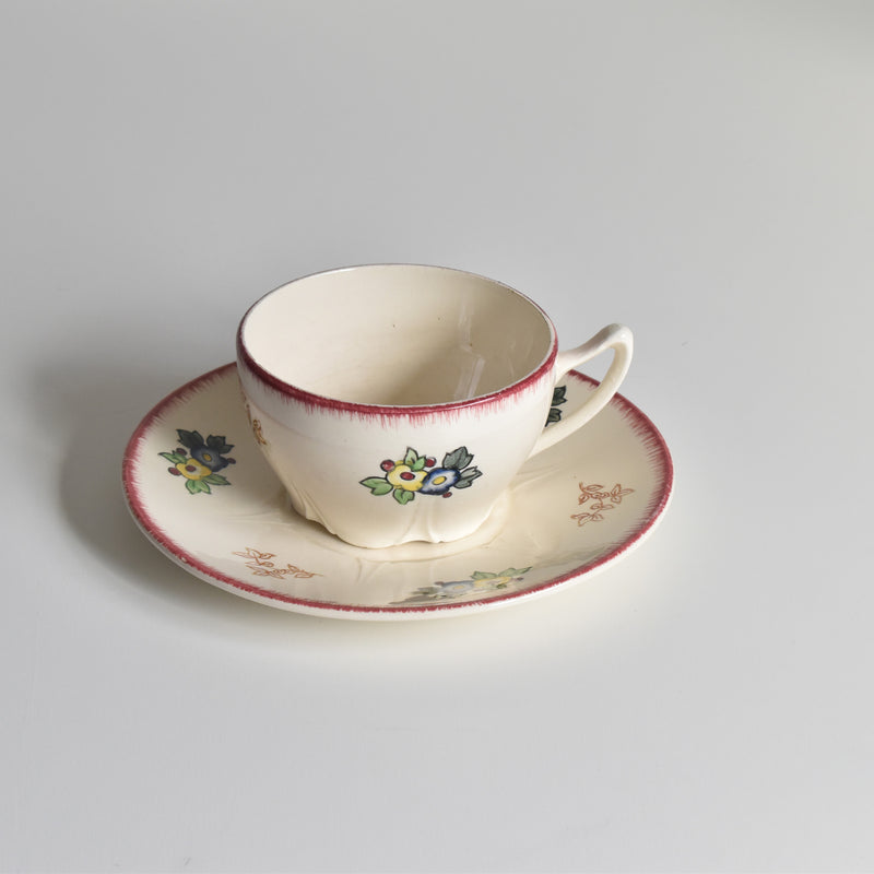Vintage Chocolate Cup & Saucer, Longwy Marseille B