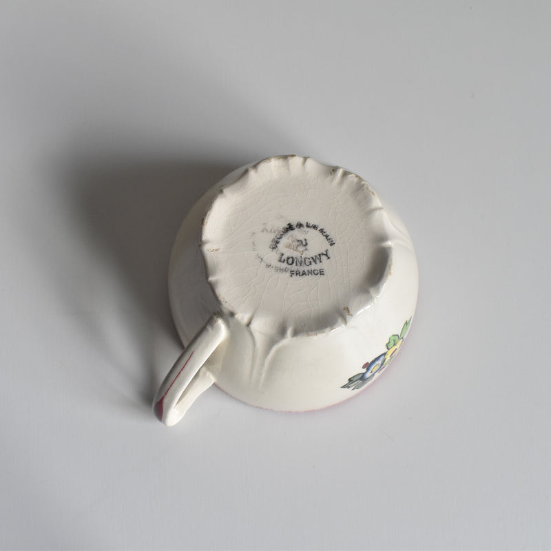 Vintage Chocolate Cup & Saucer, Longwy Marseille B