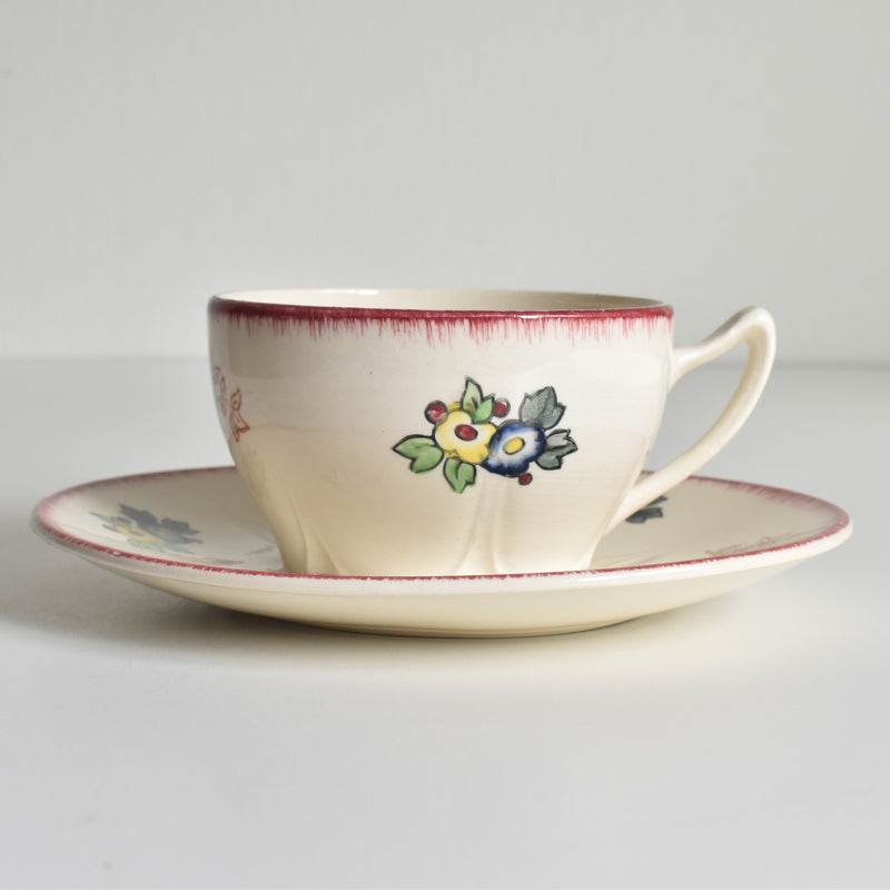 Vintage Chocolate Cup & Saucer, Longwy Marseille B