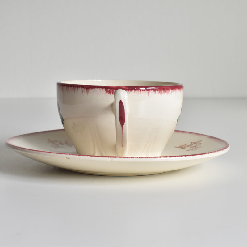 Vintage Chocolate Cup & Saucer, Longwy Marseille B