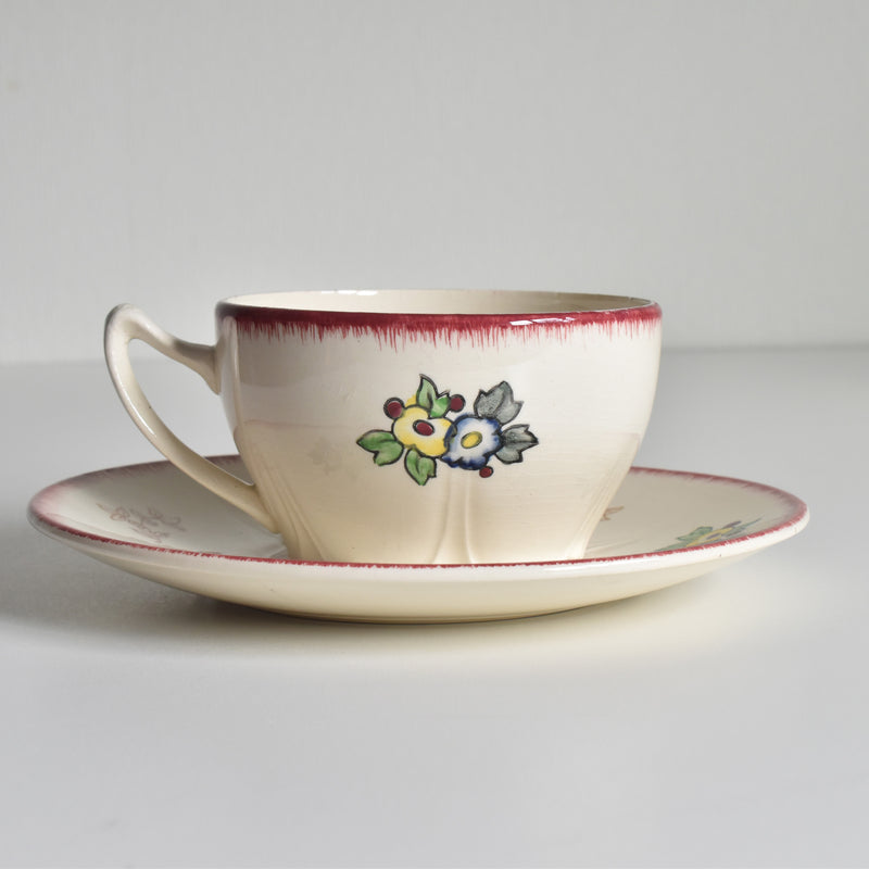 Vintage Chocolate Cup & Saucer, Longwy Marseille B