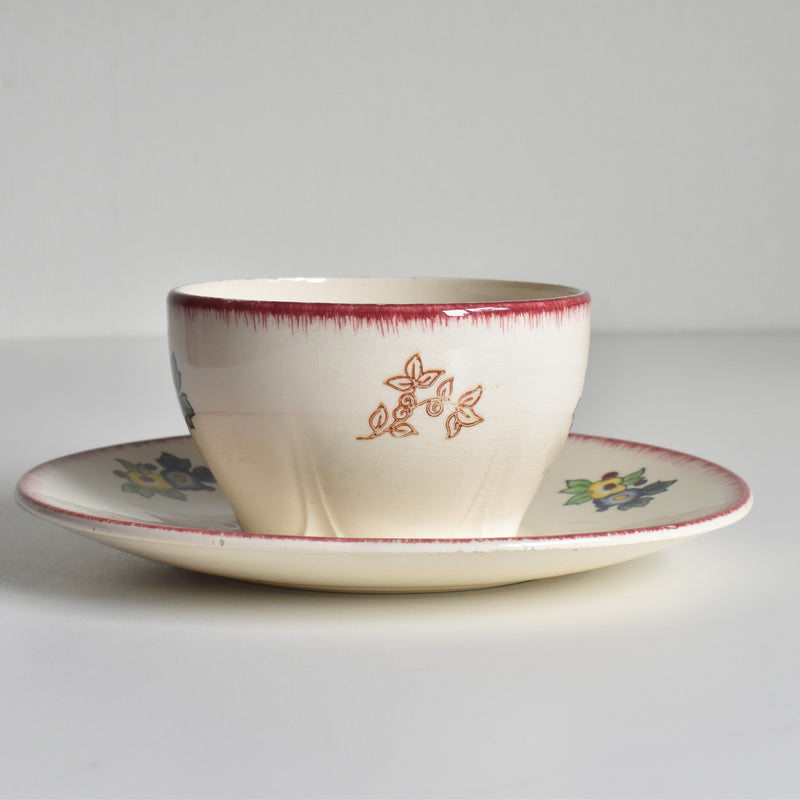Vintage Chocolate Cup & Saucer, Longwy Marseille B