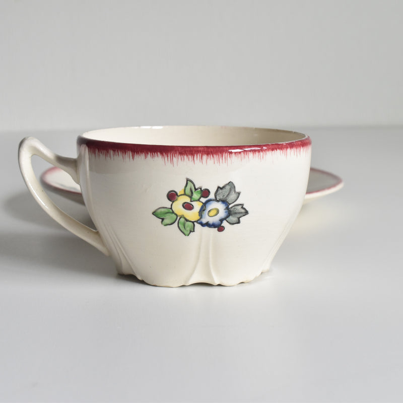 Vintage Chocolate Cup & Saucer, Longwy Marseille B